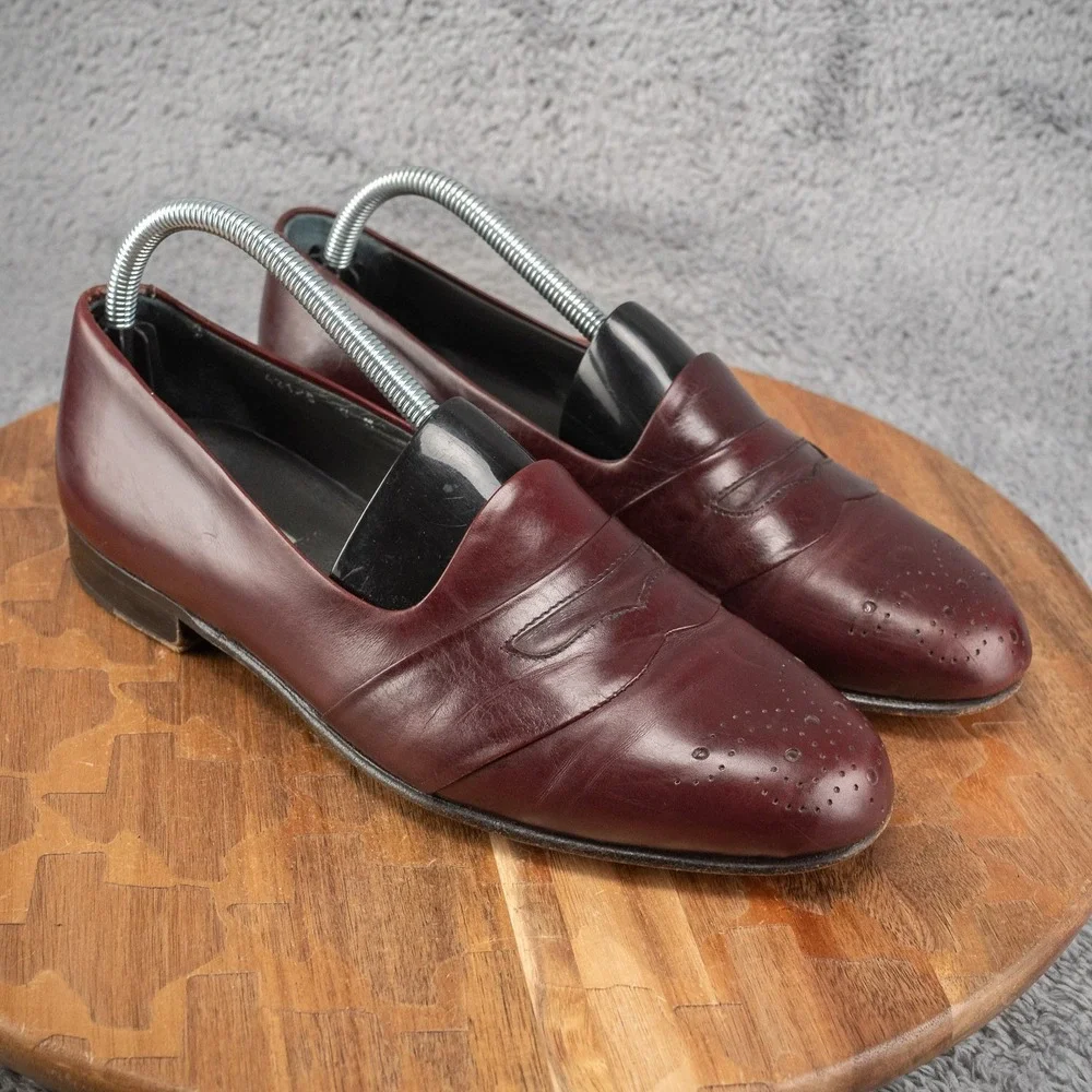 Vintage Mens Alfani Loafers Size 8 M 90s Brown Leather Slip On Shoes Vintage Mens Alfani Tassel Loafers Size 10 90s Brown Leather  main image 3